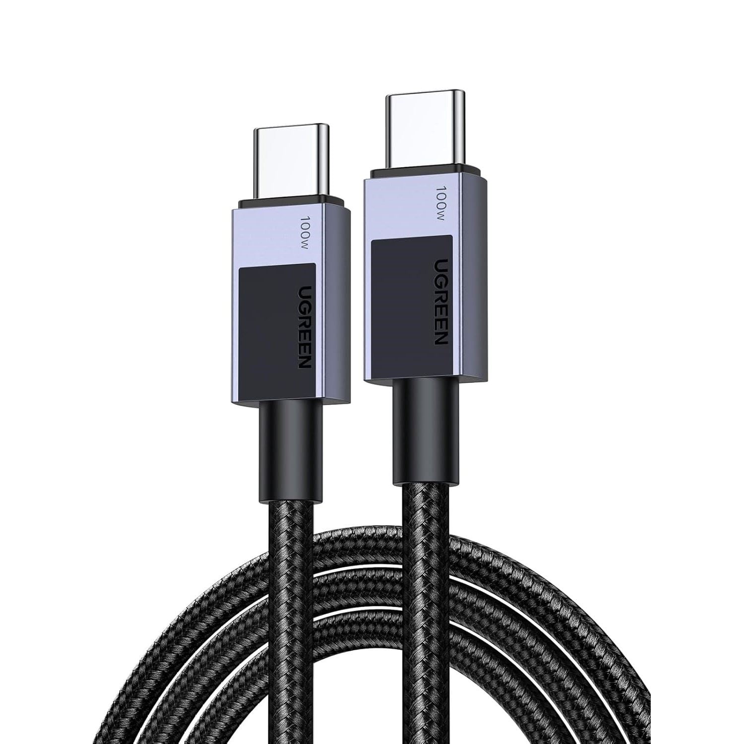 CABLE UGREEN CARGA RAPIDA ENTRADA USB TIPO C 100W 1 M- TRENZADO GREY - 1