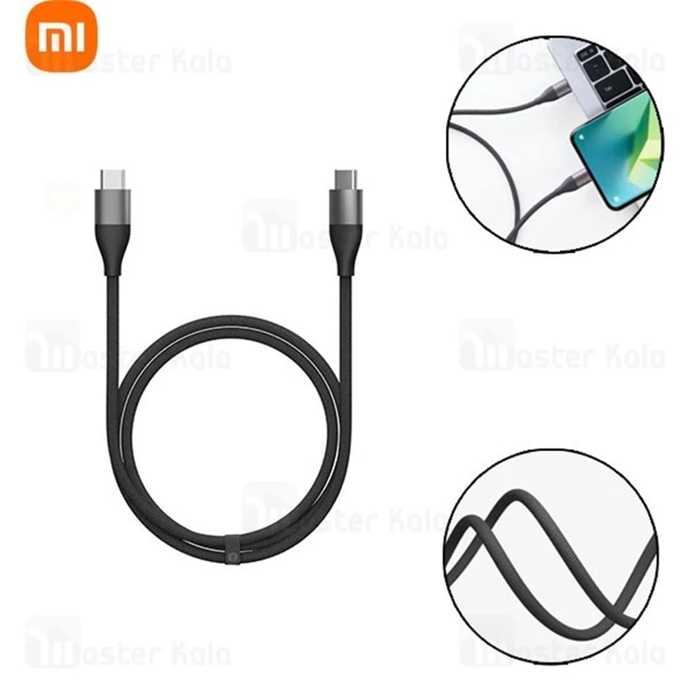 CABLE USB TRENZADO XIAOMI 100W 6amp ALTA VELOCIDAD de Transferencia tipo C a C - NEGRO - 1