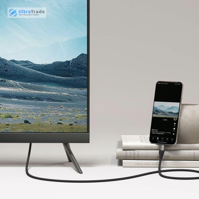 CABLE USB TRENZADO XIAOMI 100W 6amp ALTA VELOCIDAD de Transferencia tipo C a C - NEGRO - 3