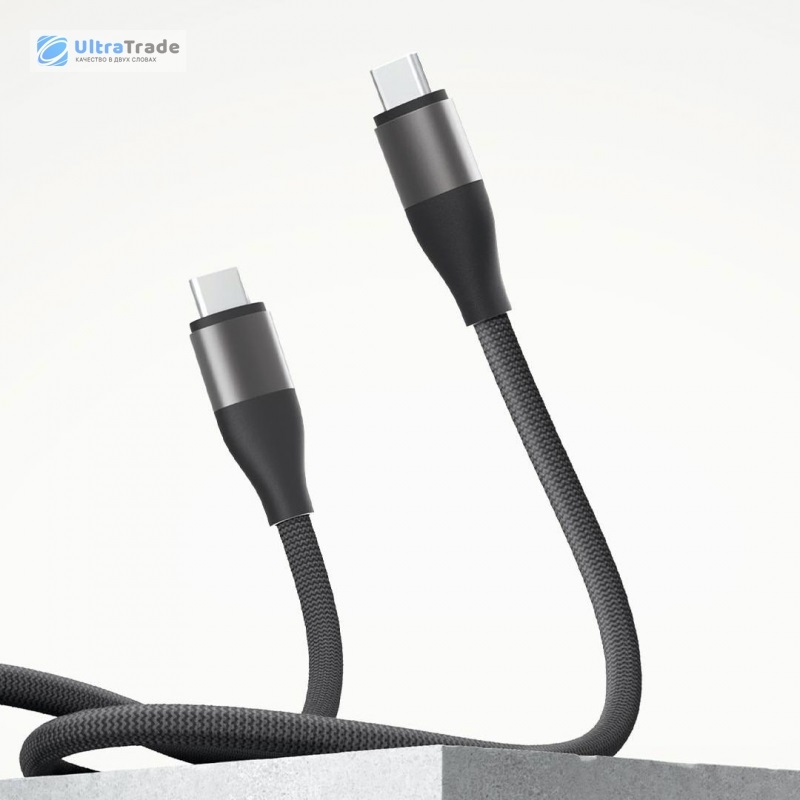CABLE USB TRENZADO XIAOMI 100W 6amp ALTA VELOCIDAD de Transferencia tipo C a C - NEGRO - 5