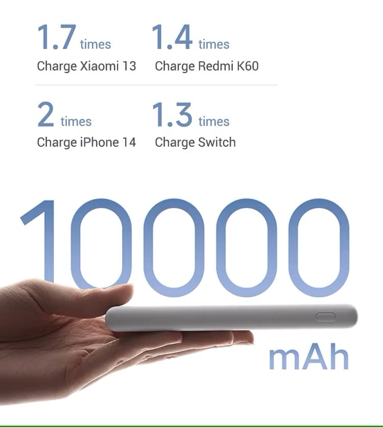 POWER BANK XIAOMI 10000MHA LITE TYPE C 22W CARGA RAPIDA - BLANCO - 5
