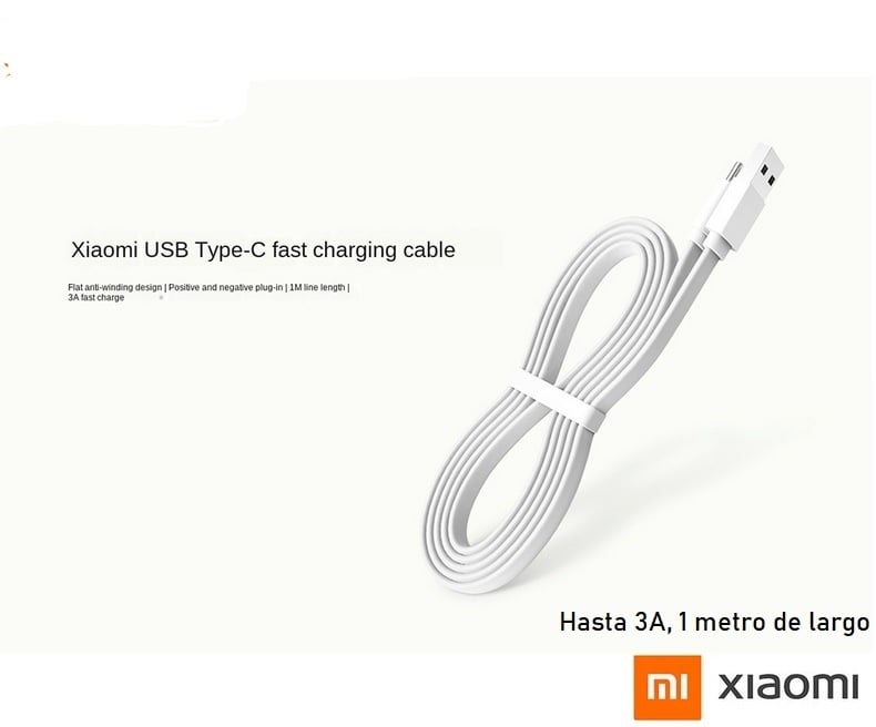 CABLE USB XIAOMI CARGA RÁPIDA Cable Plano - BLANCO - 2