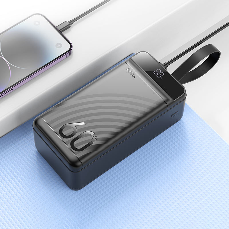 CARGADOR CELULAR 60000MAH CARGA RÁPIDA 22W HOCO J123C - NEGRO - 4