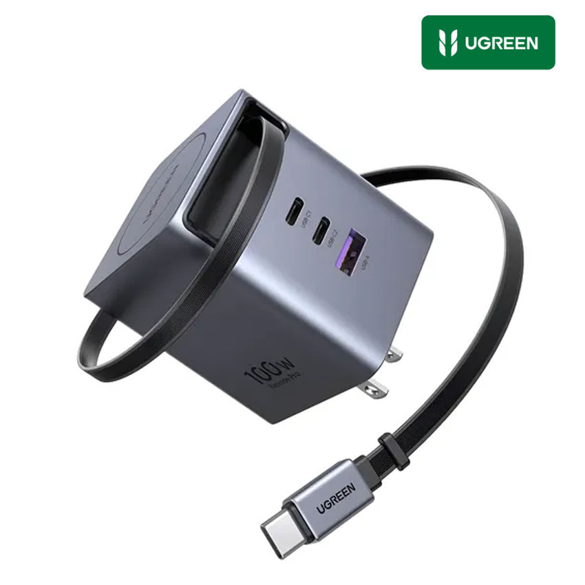 CARGADOR UGREEN 100W, GAN RETRACTIL USB-C QUICKCHARGE PD 3.0 - 1