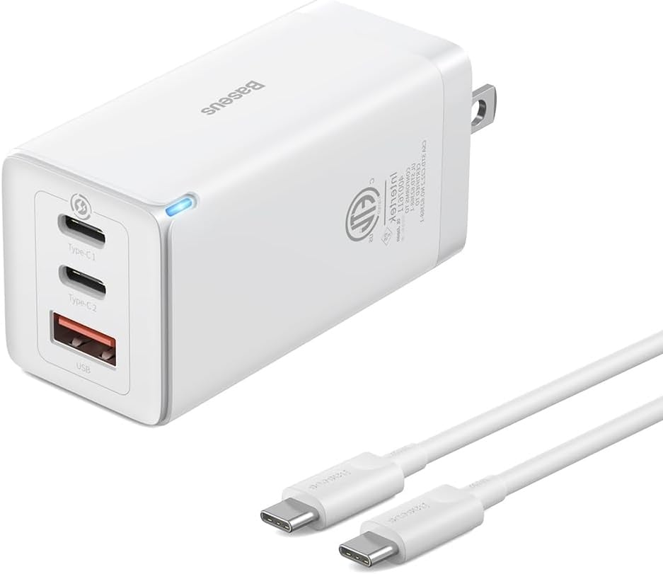 CARGADOR RÁPIDO BASEUS GUN 5PRO 65W EU 2C+1USB - BLANCO - 1
