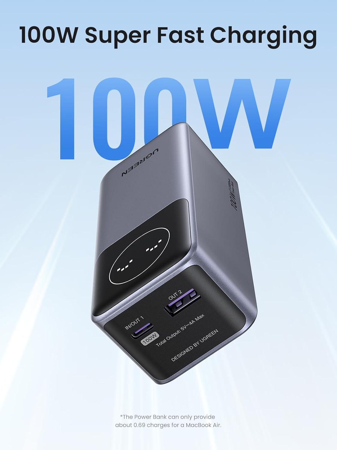 CARGADOR PORTÁTIL UGREEN 12000MHA 100W DE CARGA RÁPIDA - 3
