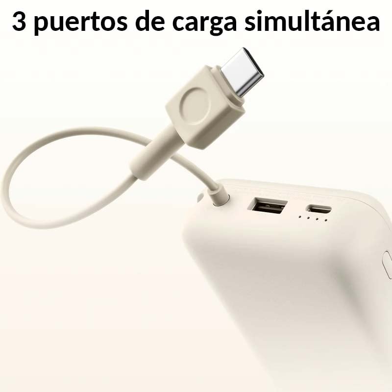 POWER BANK XIAOMI 20000MAH 33W CARGA RAPIDA CABLE INTEGRADO - BEIGE - 3
