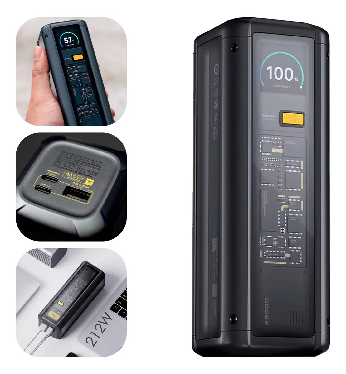 BATERIA PORTATIL XIAOMI 212W HYPERCHARGE 25000MAH NEGRO - 1