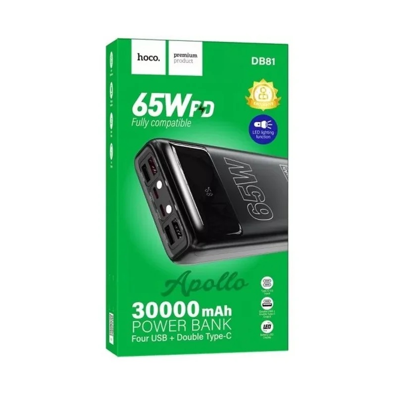 POWER BANK HOCO 30000 MHA CARGA RAPIDA 65W DB81A - Negro - 1