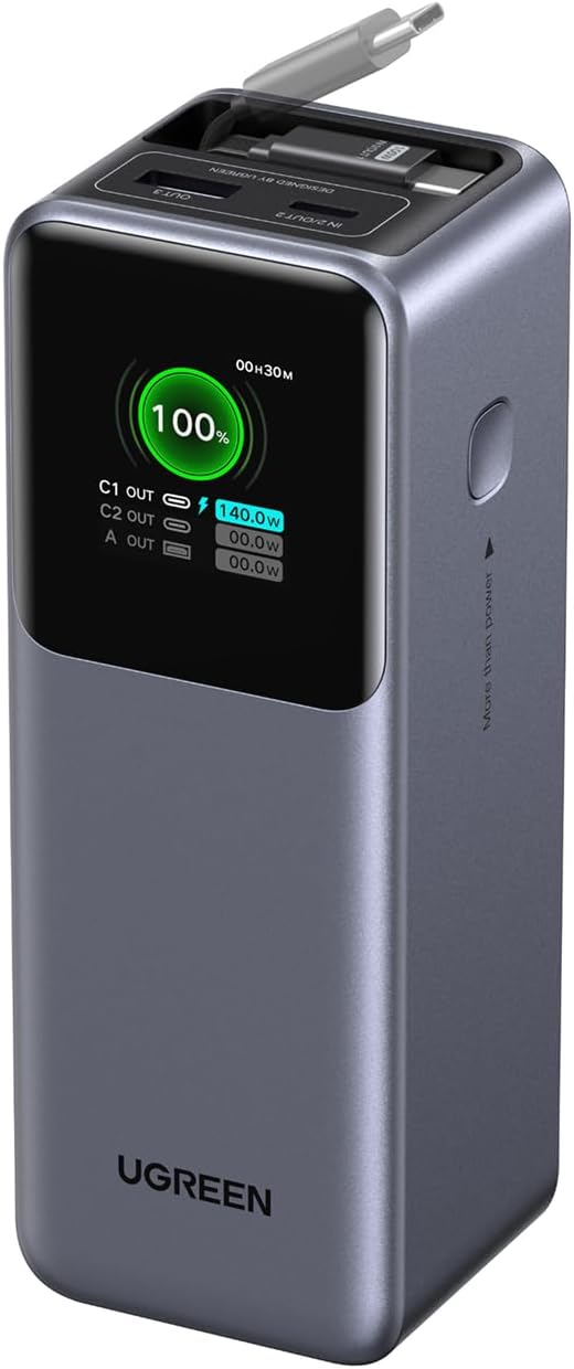 POWER BANK UGREEN 20000 165W CABLE RETRACTIL INTEGRADO - 2