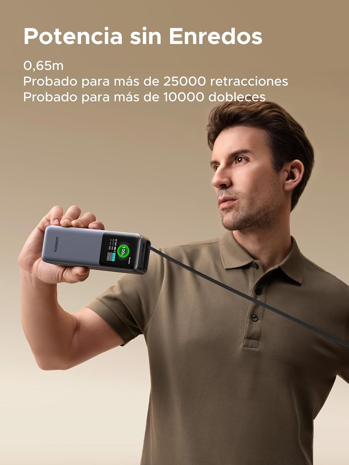 POWER BANK UGREEN 20000 165W CABLE RETRACTIL INTEGRADO - 5
