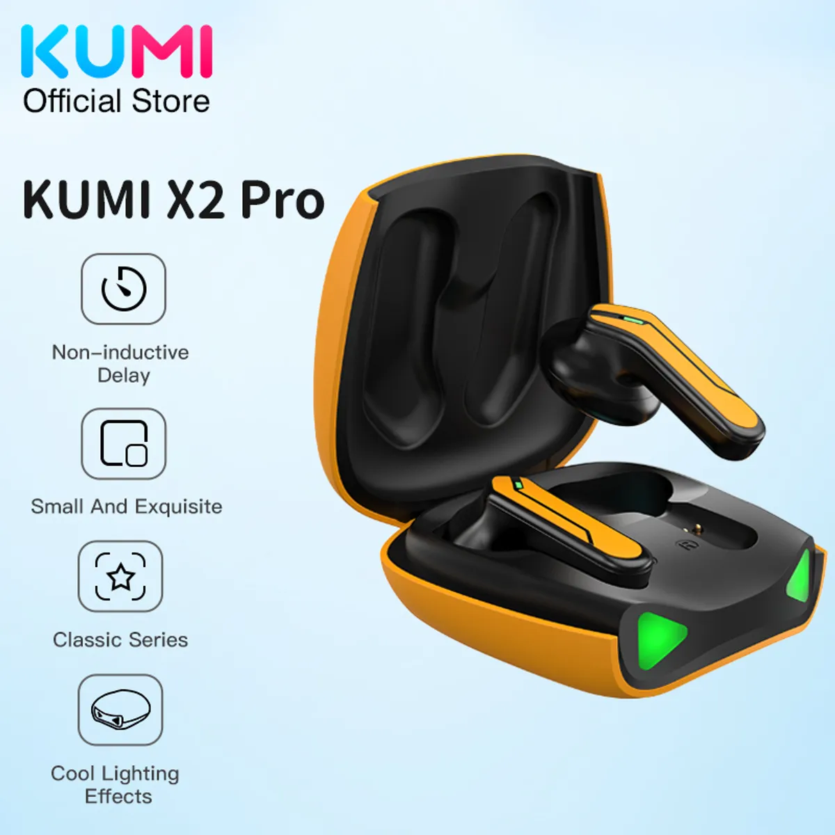 AUDIFONOS KUMI X2 PRO GAMING - AMARILLO - 1