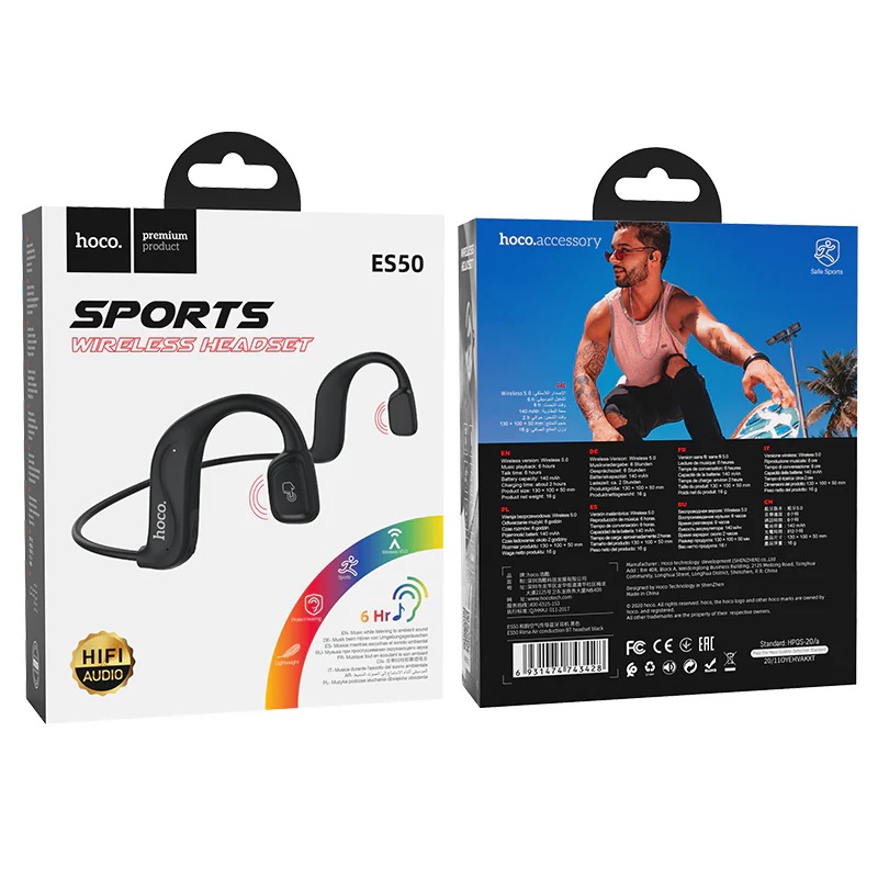 AUDIFONOS DEPORTIVOS CONDUCCION AEREA HOCO ES50 NEGRO - 3