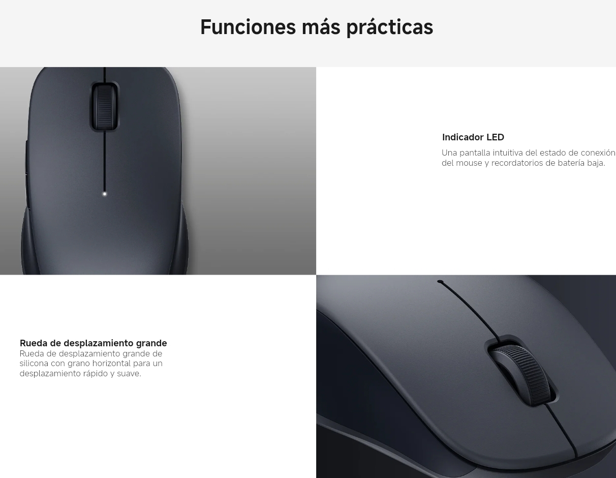 MOUSE XIAOMI DUAL MODE 2 CÓMODO, CURVO Y SILENCIOSO - NEGRO - 5