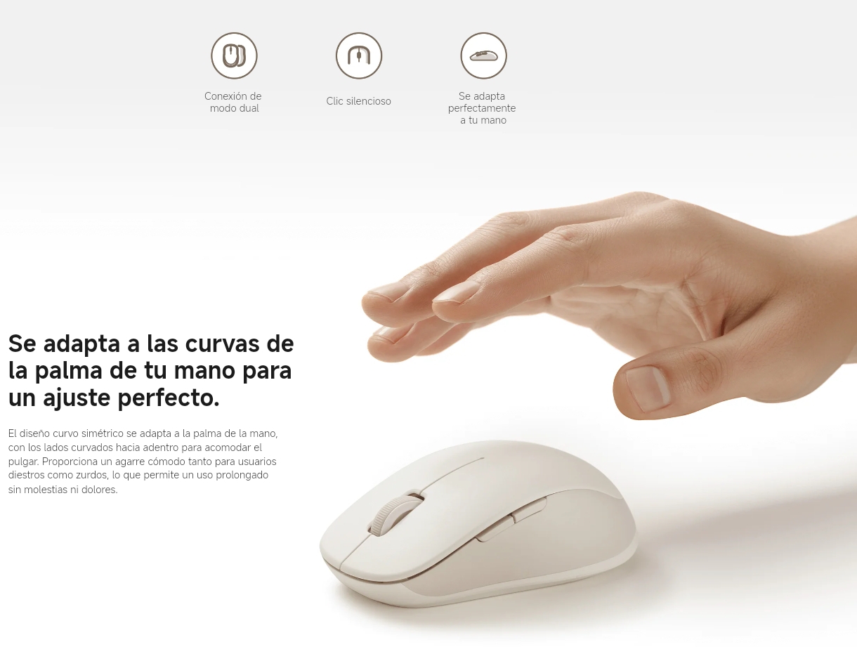 MOUSE XIAOMI DUAL MODE 2 CÓMODO, CURVO Y SILENCIOSO - NEGRO - 7