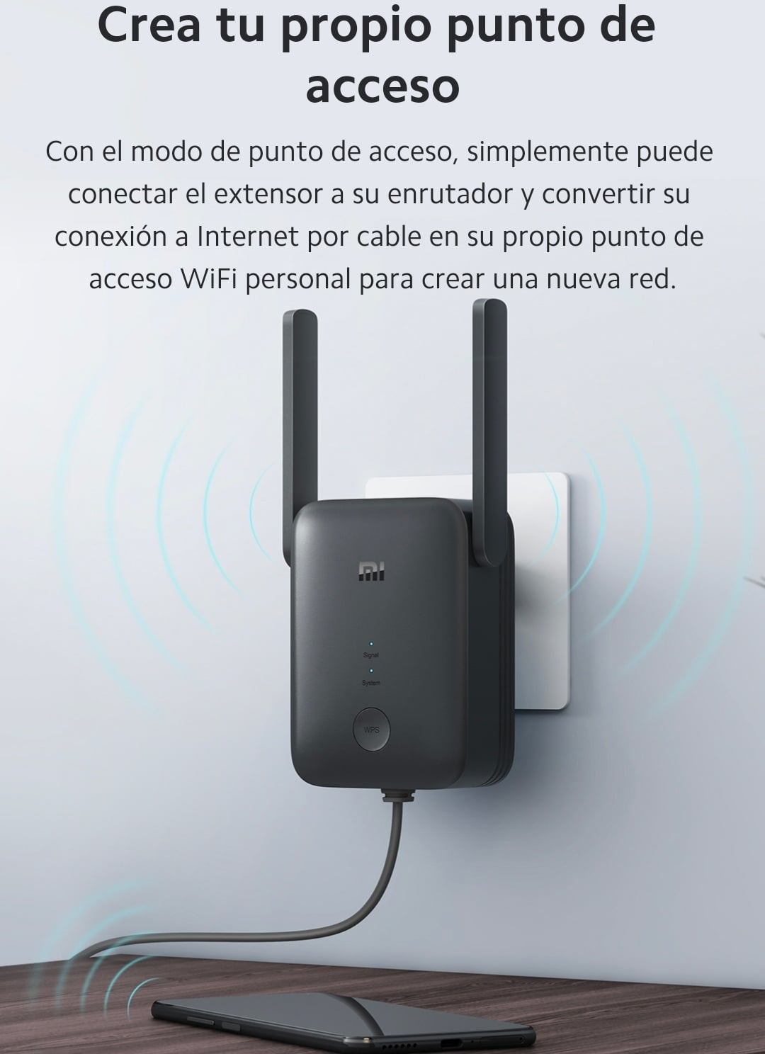REPETIDOR WIFI XIAOMI AC 1200 DUAL 2.4 GHZ, 5 GHZ - NEGRO - 3