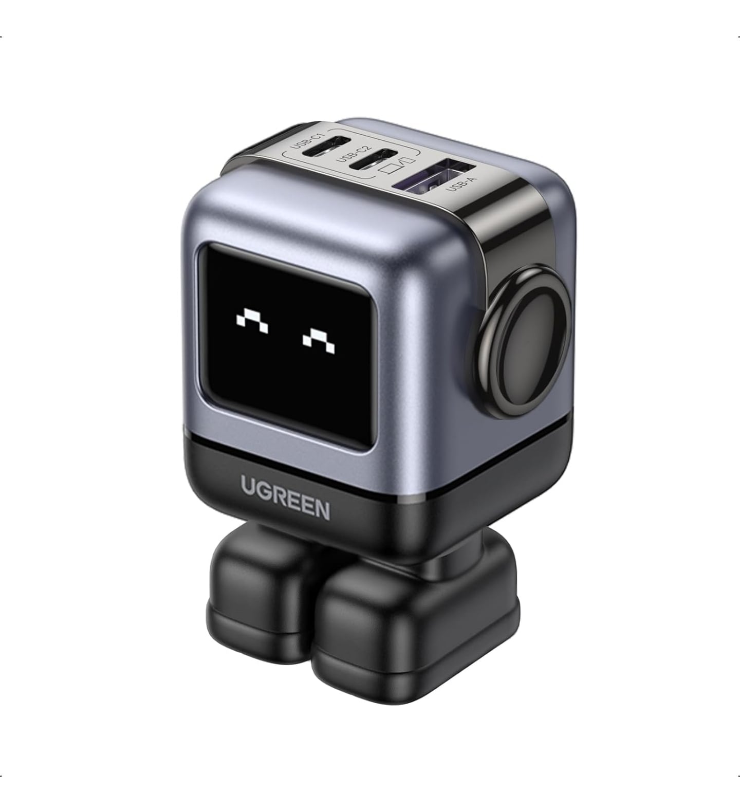 CARGADOR DE PARED UGREEN 65W ROBOT LED DISPLAY - BLACK - 1
