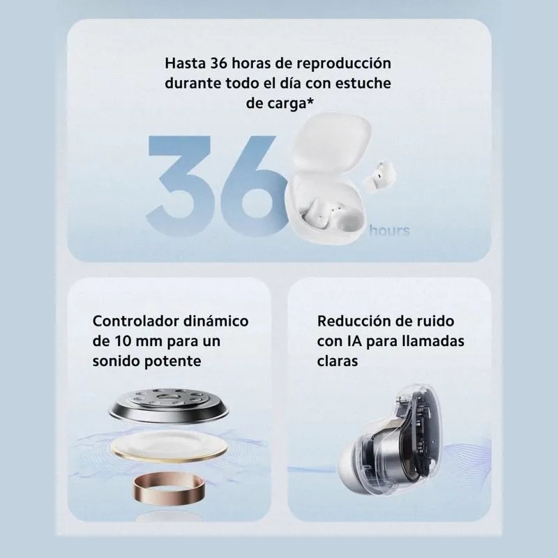 XIAOMI REDMI BUDS 6 PLAY - AURICULARES, LIGEROS, HASTA 36 HORAS DE AUTONOMÍA, AZUL - 2