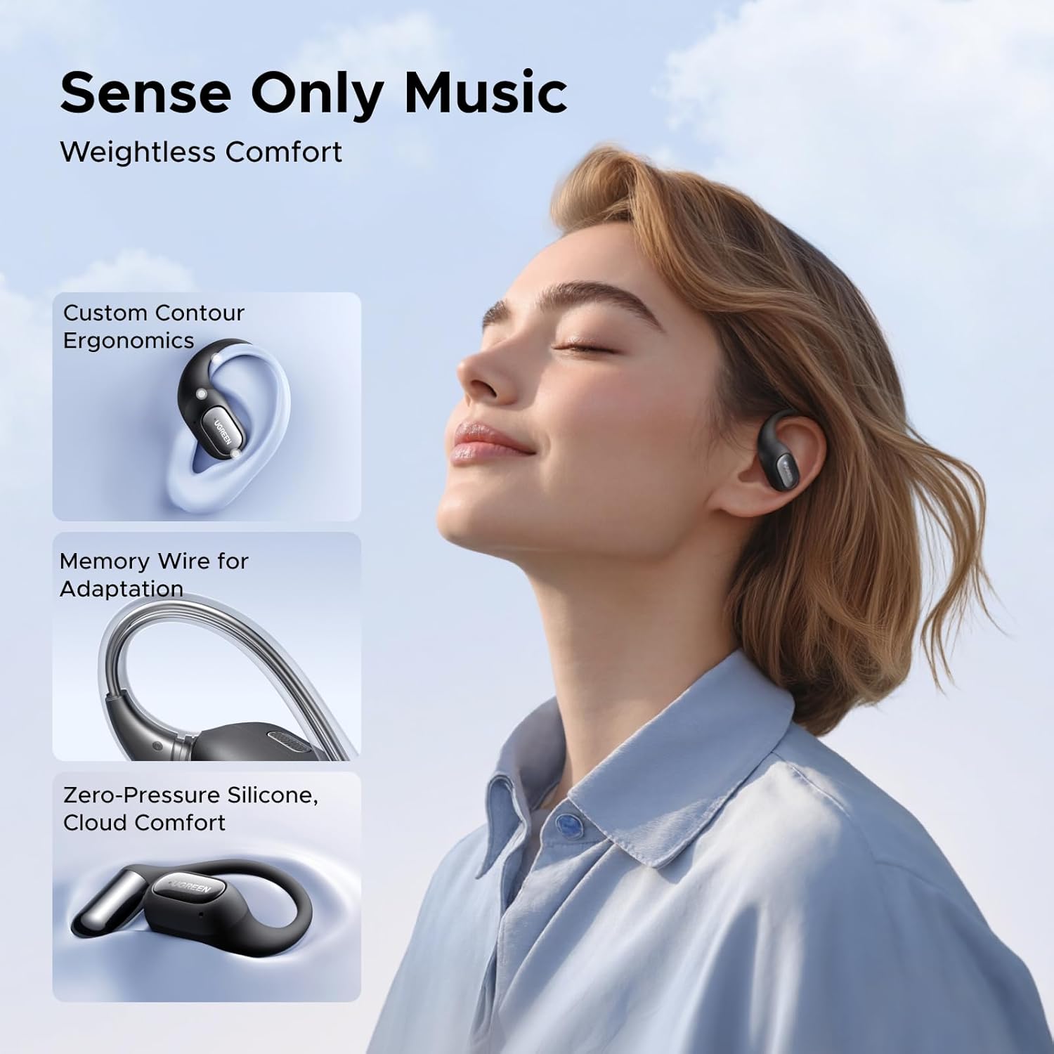 AUDIFONOS UGREEN FITBUDS LLAMADAS NÍTIDAS CON IA SONIDO HIFI IPX5 30H - WS213 - 2