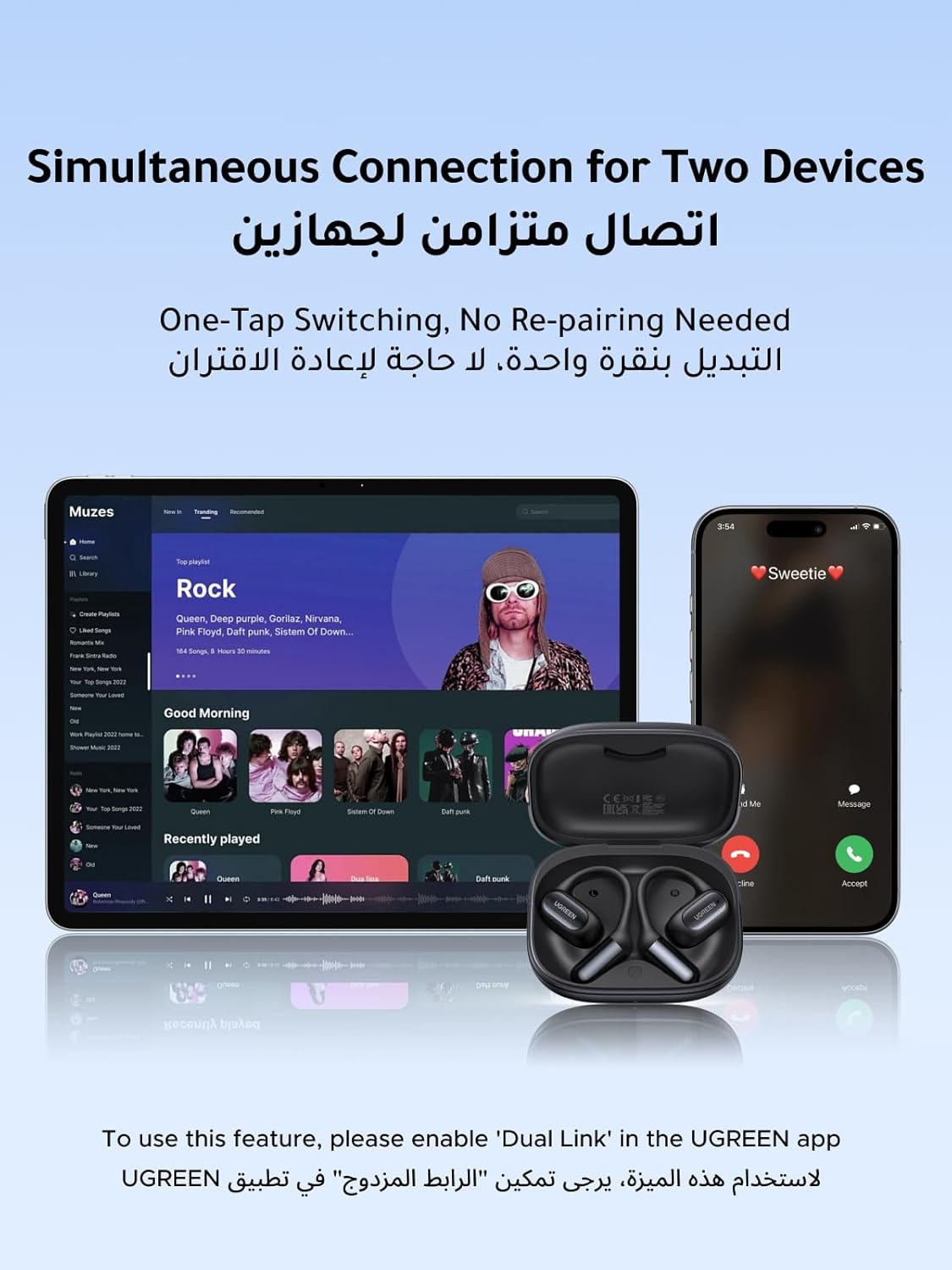 AUDIFONOS UGREEN FITBUDS LLAMADAS NÍTIDAS CON IA SONIDO HIFI IPX5 30H - WS213 - 3