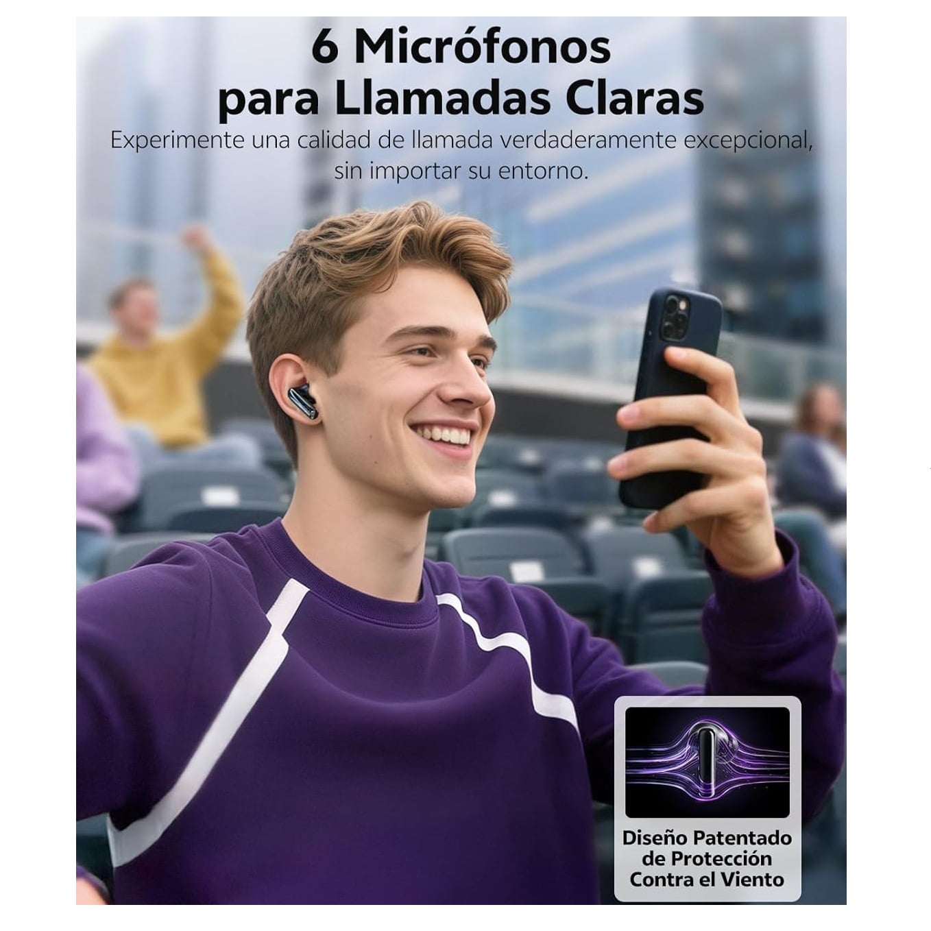 AUDÍFONOS QCY MELOBUDS N70 CANCELACIÓN DE RUIDO ACTIVA, HI-RES AUDIO - Purpura - 5
