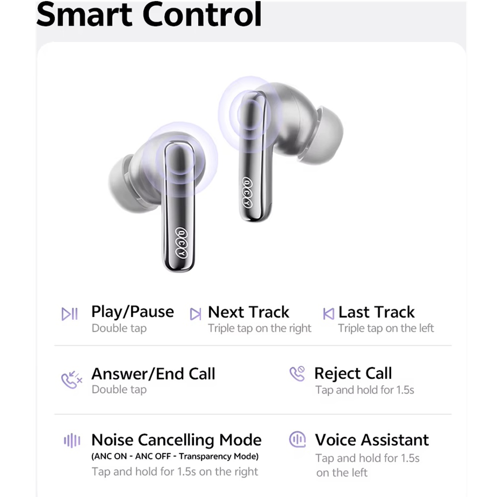 AUDÍFONOS QCY MELOBUDS N70 CANCELACIÓN DE RUIDO ACTIVA, HI-RES AUDIO - Purpura - 6