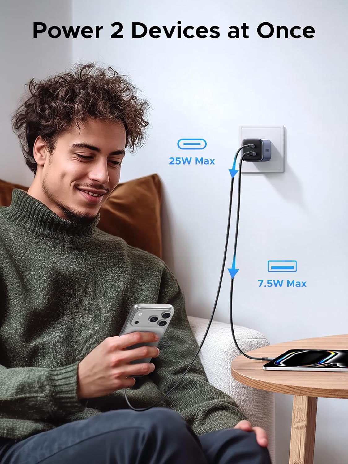 CARGADOR UGREEN 30W USB-C+USB-A GAN PD 3.0 IPHONE 17, IPAD. X516 - 4