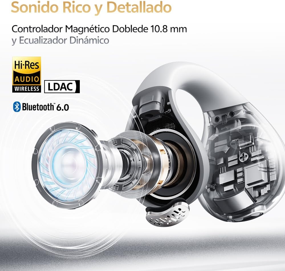 AUDÍFONOS QCY CROSSKY OPEN EAR C30S HI-RES AUDIO CON LDAC BLUETOOTH 6.0 NEGRO - 7