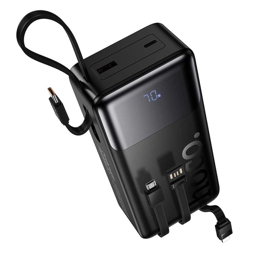 POWER BANK HOCO CABLES INTEGRADO 30000 CARGA RAPIDA 22.5W J156B - NEGRO - 3