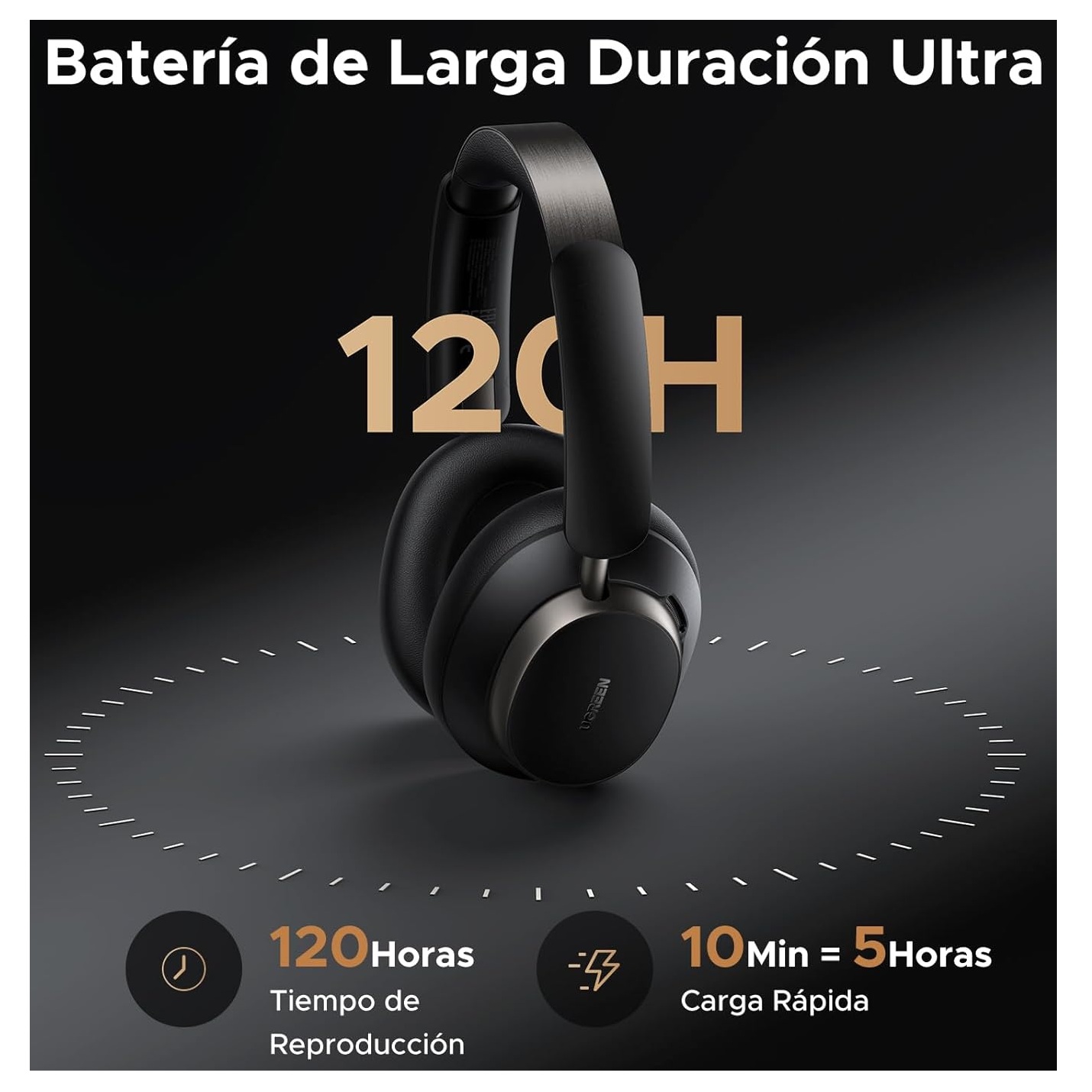 AURICULARES UGREEN STUDIO PRO CON CANCELACIÓN DE RUIDO HÍBRIDA, DOBLE ALTA RESOLUCIÓN, LDAC, 120 H - 3