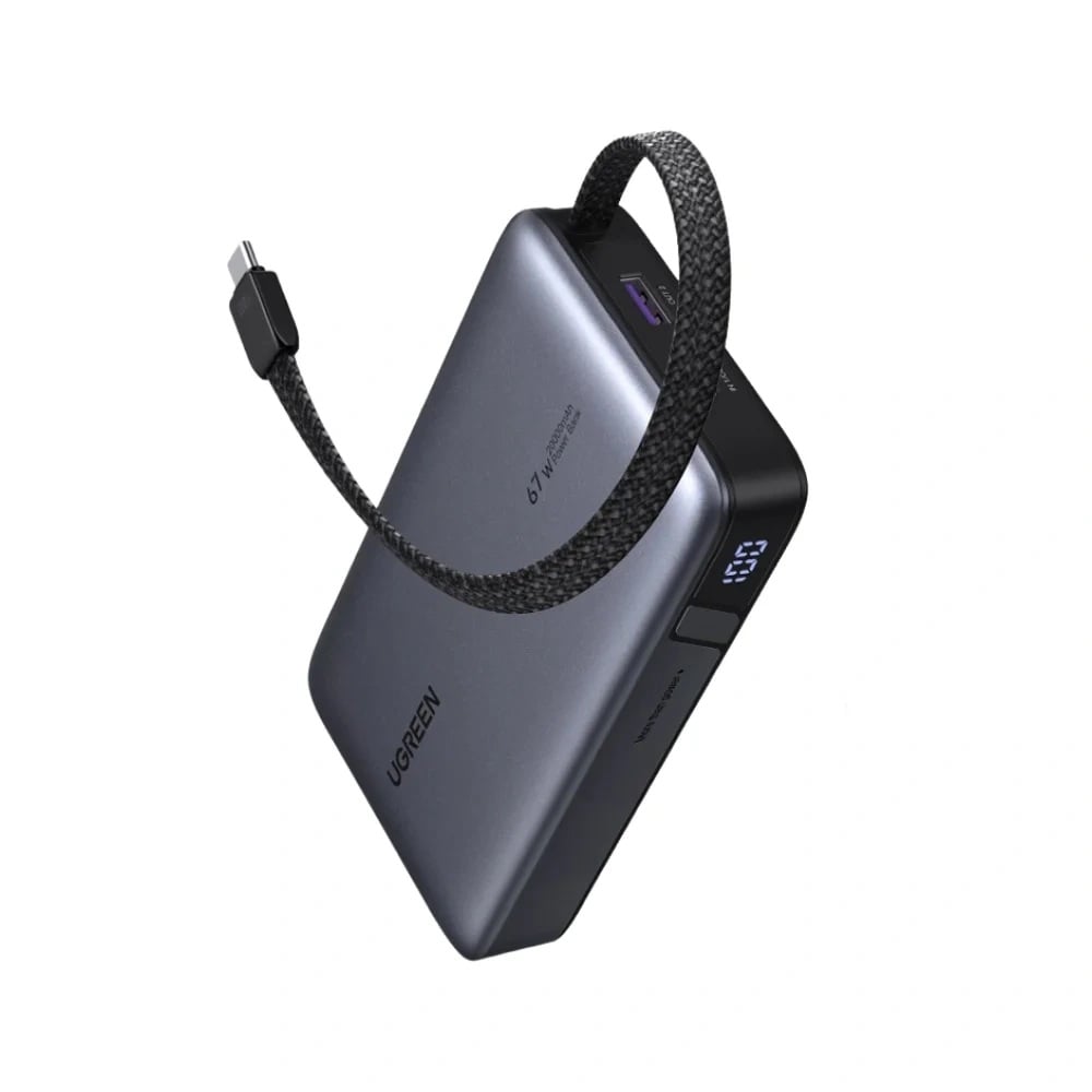 CARGADOR PORTATIL UGREEN 20000MAH 67W CON CABLE INTEGR. - GRIS - 1