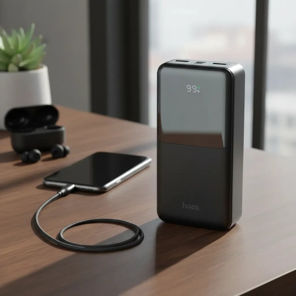 POWER BANK HOCO 20000 22W LED DISPLAY J136A PARA SAMSUNG,XIAOMI, IPHONE - NEGRO - 2