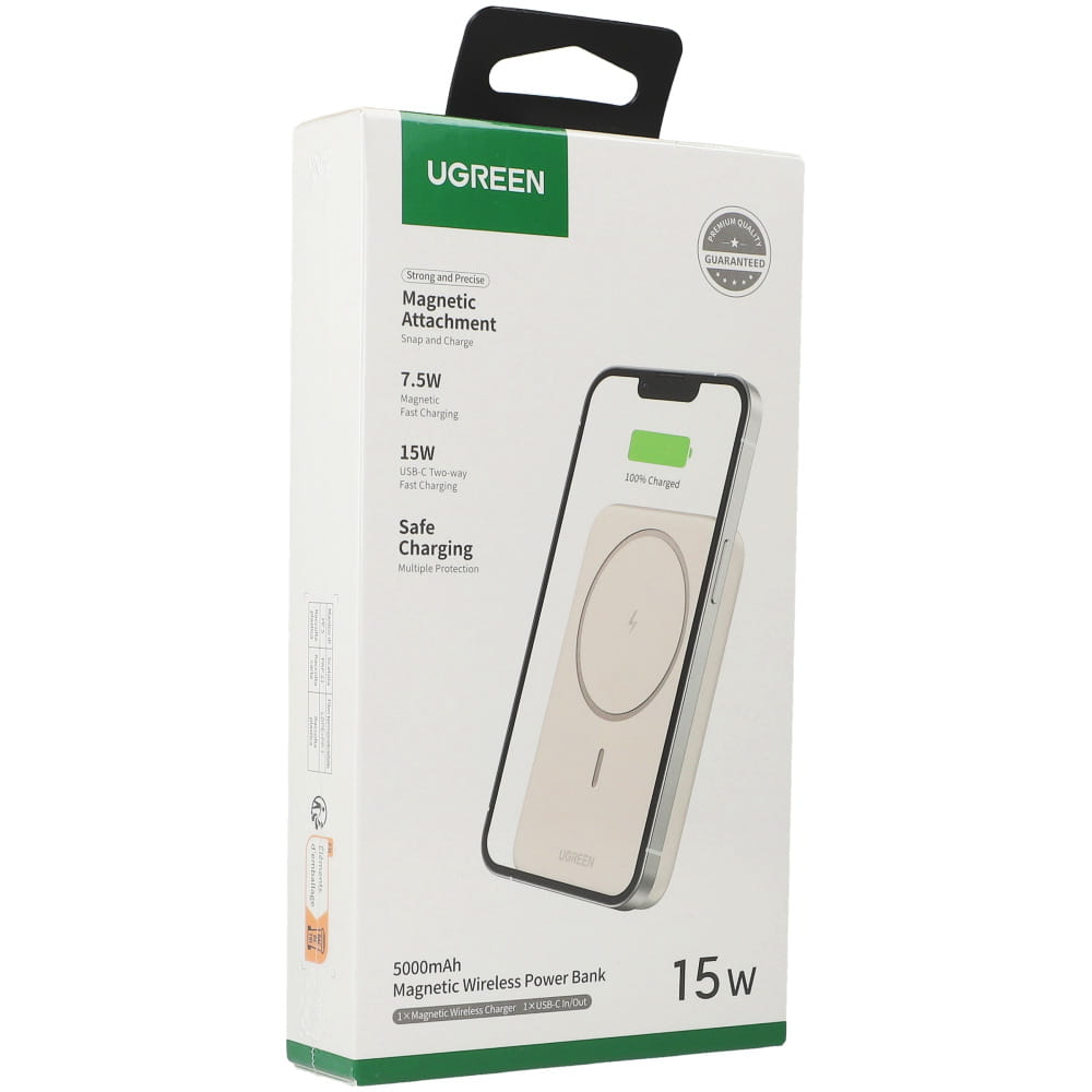 BATERÍA PORTÁTIL INALÁMBRICA MAGNÉTICA UGREEN 5000MHA PD15W - BEIGE - 6