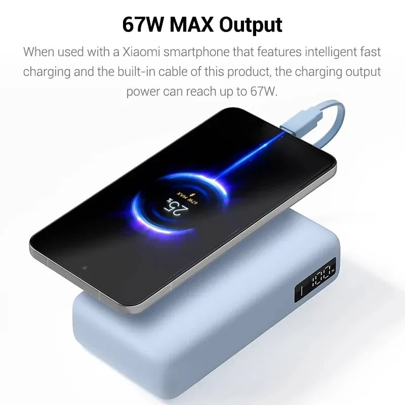 POWER BANK XIAOMI 67W  20000MHA (CABLE INTEGRADO) BEIGE - 5