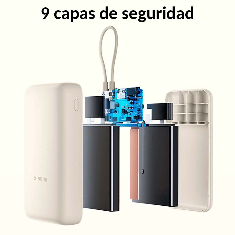 POWER BANK XIAOMI 20000MAH 33W CARGA RAPIDA CABLE INTEGRADO - AZUL - 5