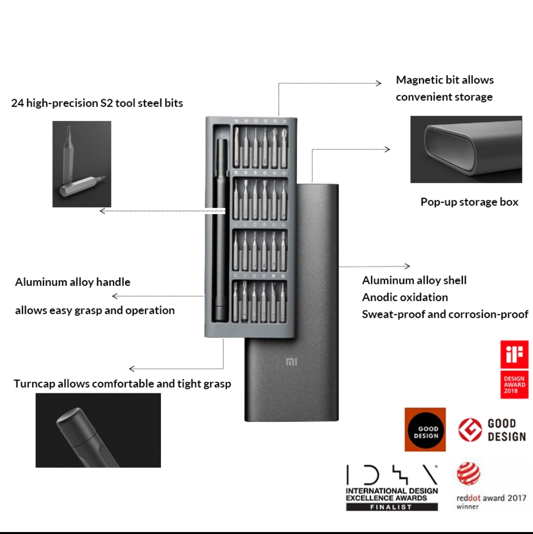 DESTORNILLADOR XIAOMI MANUAL 24 EN 1 ESTUCHE MAGNETICO, CASE ALUMINIO - 6
