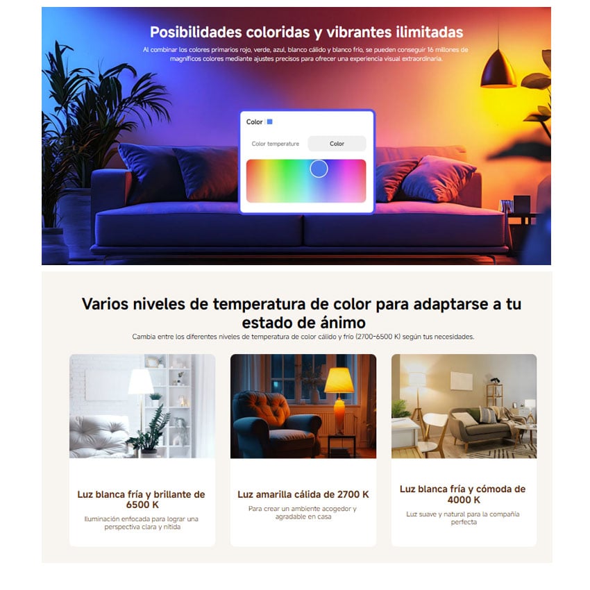 FOCO INTELIGENTE XIAOMI LED BULB WHITE AND COLOR WIFI APP CONTROL - 3