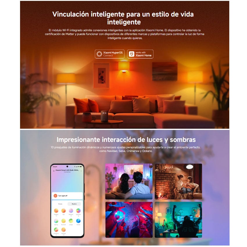 FOCO INTELIGENTE XIAOMI LED BULB WHITE AND COLOR WIFI APP CONTROL - 5