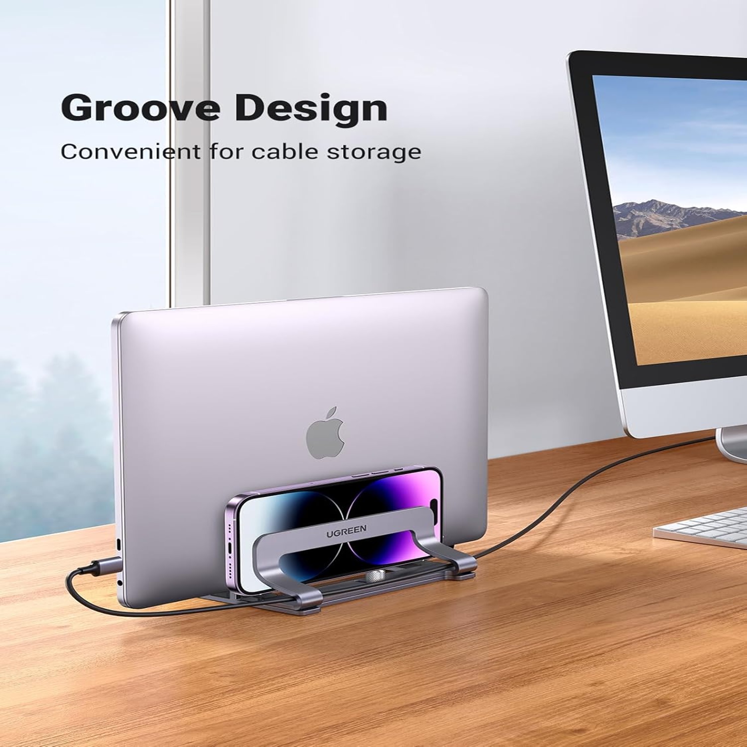 SOPORTE PARA LAPTOP UGREEN ALUMINIO DE 2 RANURAS PARA ESCRITORIO, HASTA 17,3' - 7