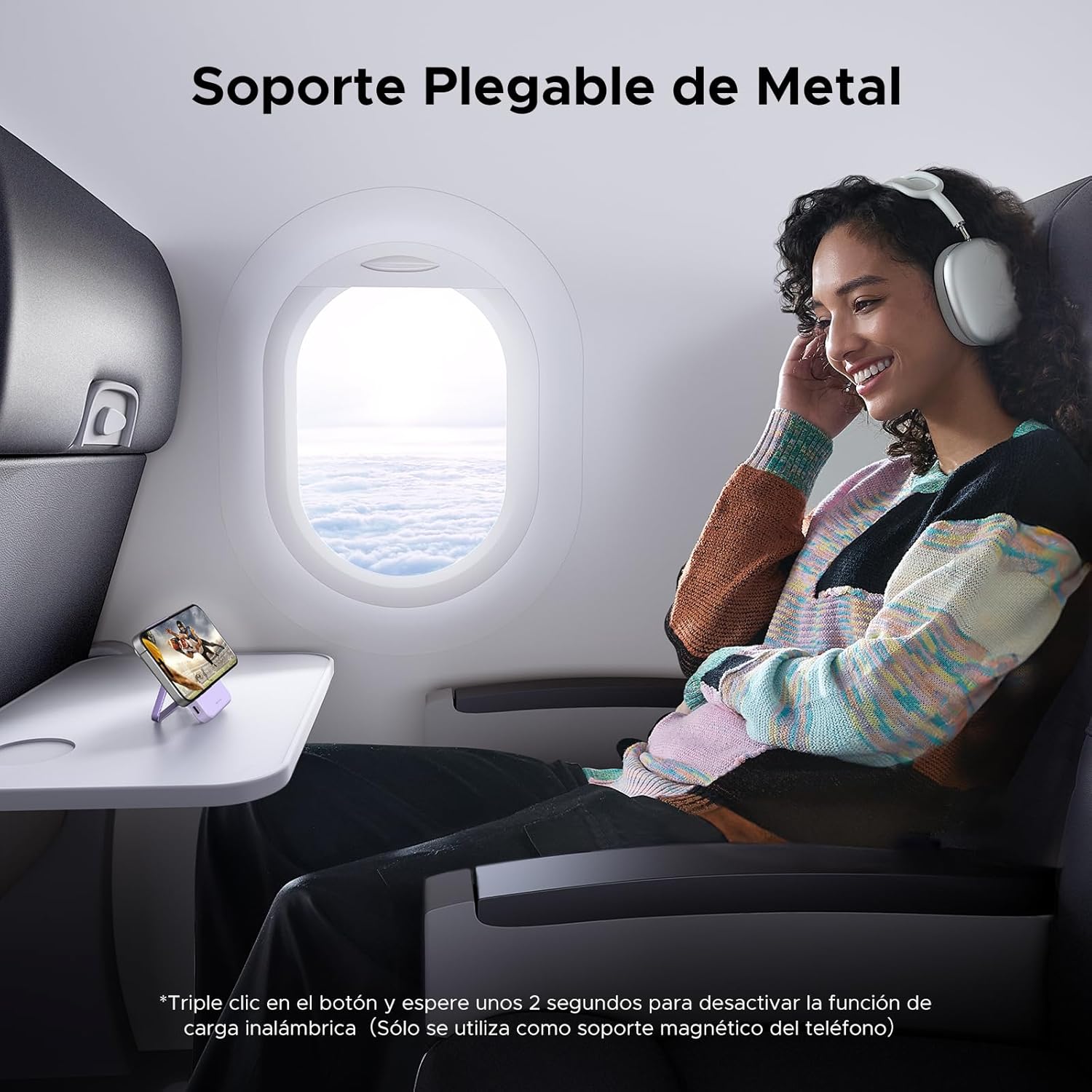 POWER BANK UGREEN CARGA INALAMBRICA MAGNETICO 5000MHA CON SOPORTE PB571 - PURPURA - 5