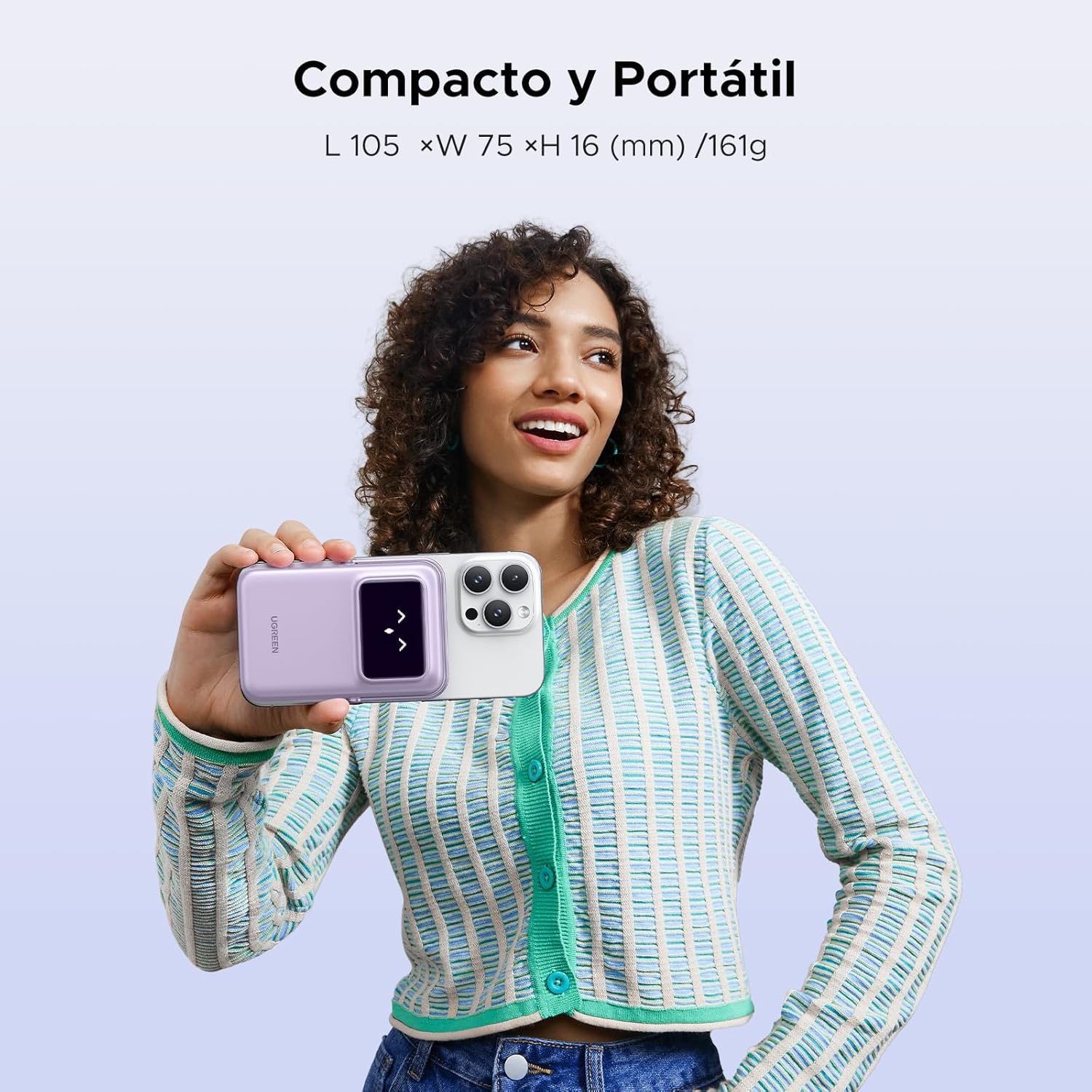 POWER BANK UGREEN CARGA INALAMBRICA MAGNETICO 5000MHA CON SOPORTE PB571 - PURPURA - 6