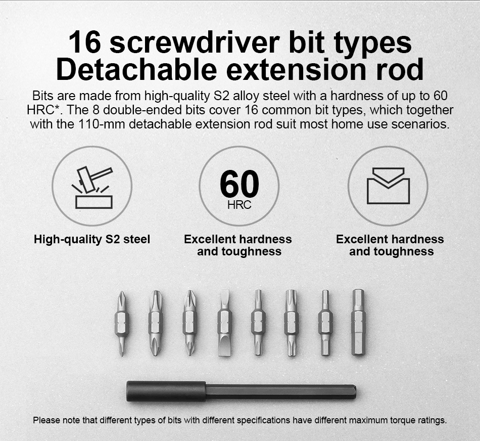 DESTORNILLADOR XIAOMI RATCHET 16 EN 1 BROCAS DE ALEACION DE ACERO S2 - 2