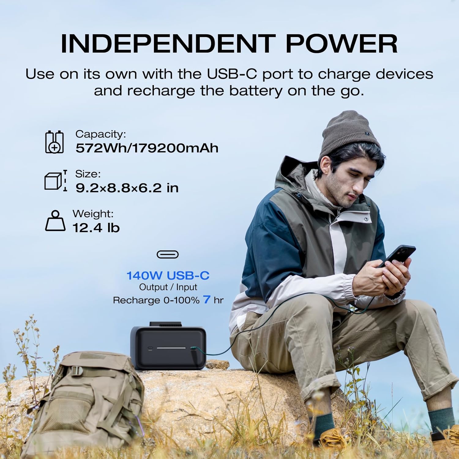 BATERÍA DE EXTERNA PARA RIVER 3 PLUS 600W DE 572WH PUERTO USB-C DE 140W INTEGRADO PARA CARGA - 3