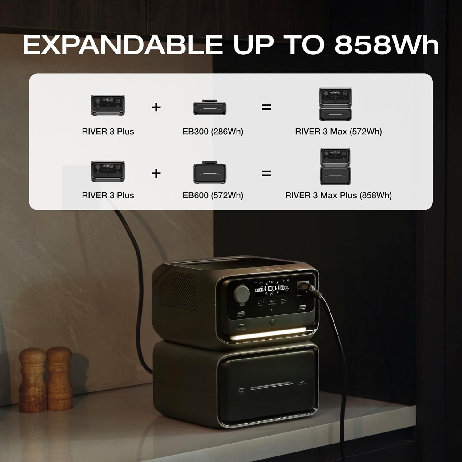 BATERÍA DE EXTERNA PARA RIVER 3 PLUS 600W DE 572WH PUERTO USB-C DE 140W INTEGRADO PARA CARGA - 4