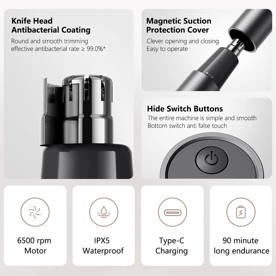 RASURADOR DE VELLO NASAL Y OREJAS XIAOMI RECARGABLE - 3