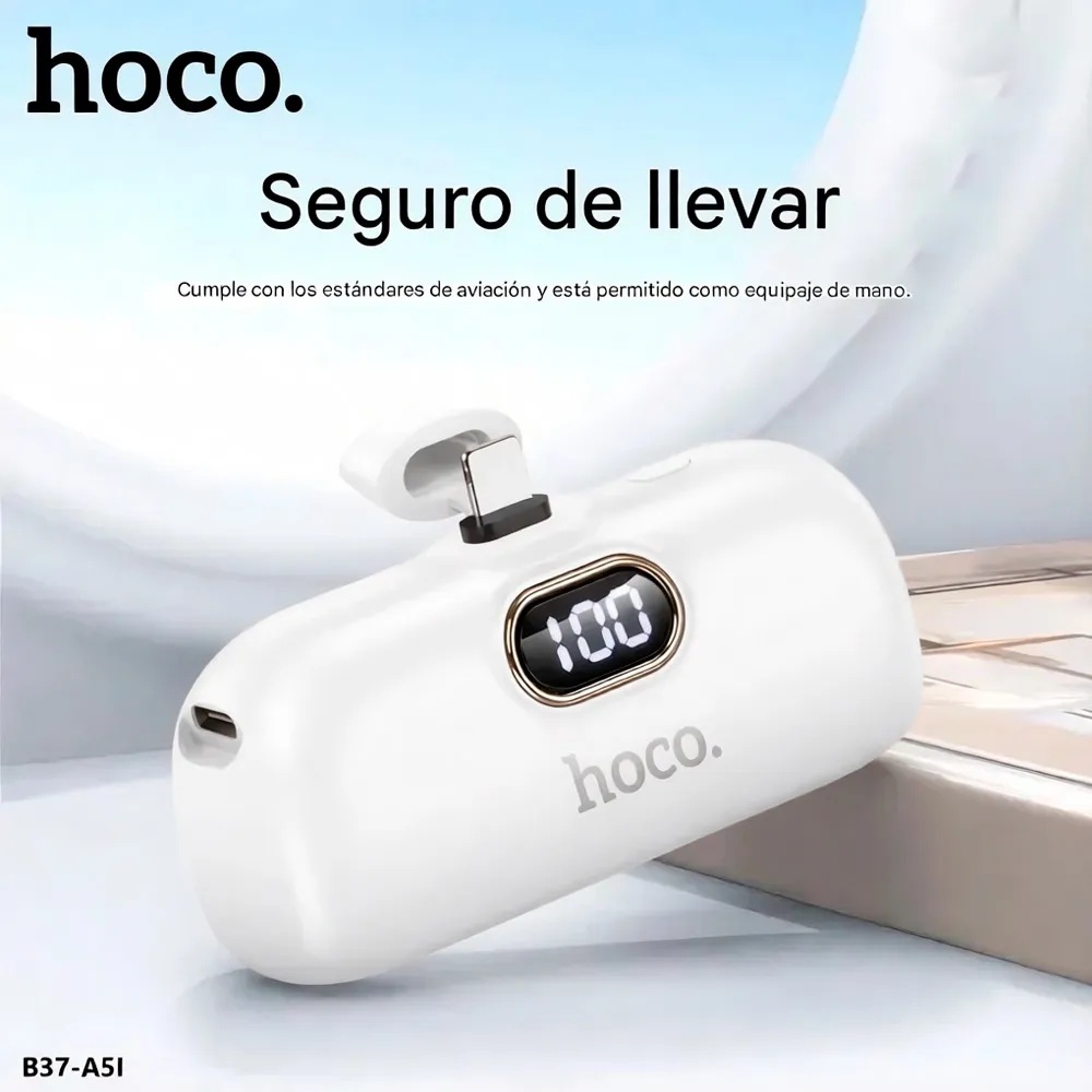 POWER BANK HOCO 5000 MAH TIPO LIGTHNING - B37-A5I - BLANCO - 3