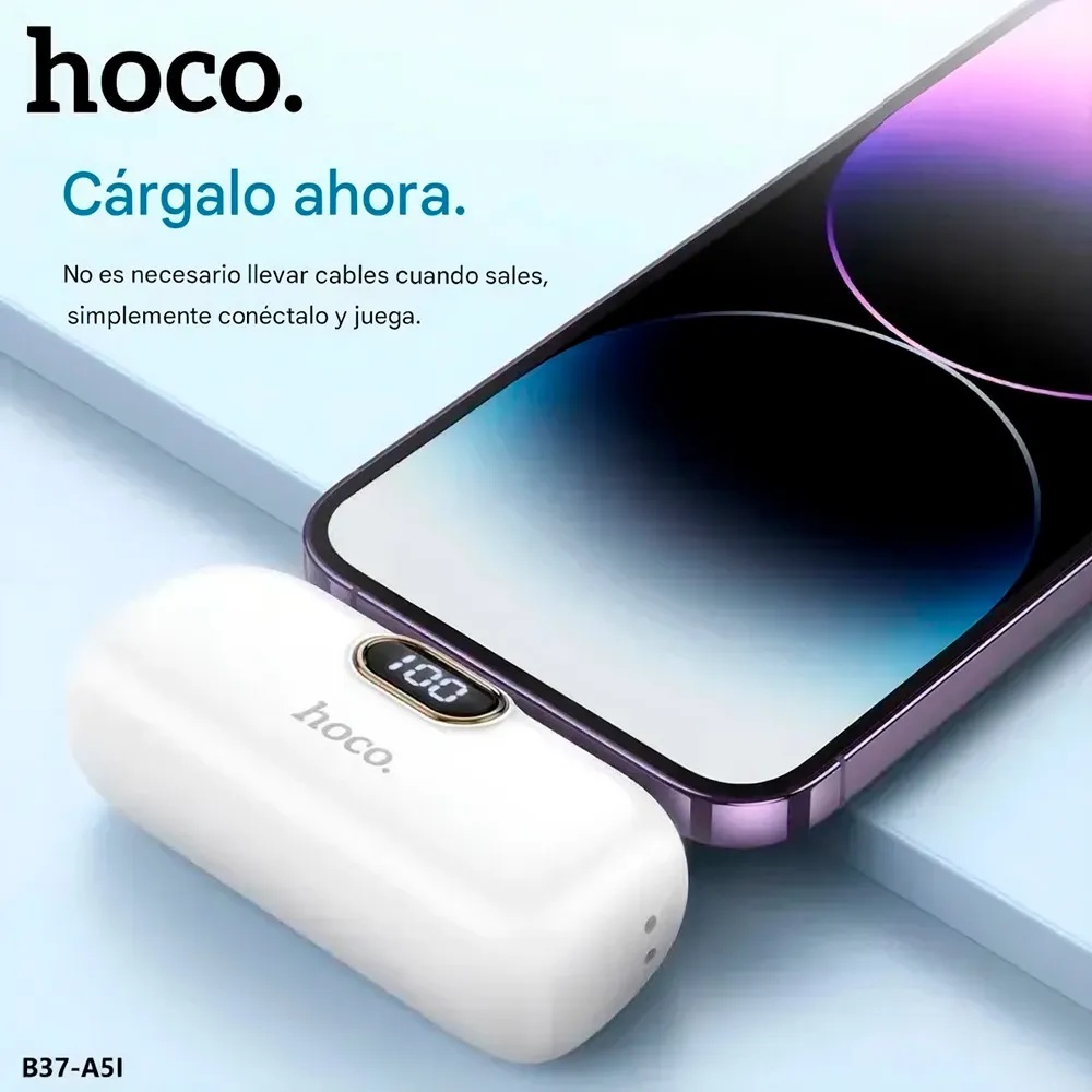 POWER BANK HOCO 5000 MAH TIPO LIGTHNING - B37-A5I - BLANCO - 4