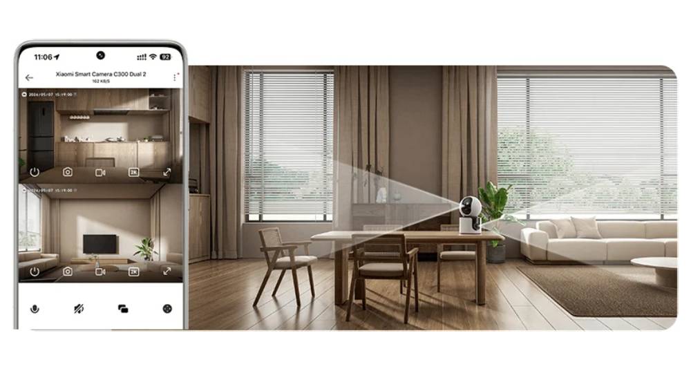 CÁMARA DE SEGURIDAD XIAOMI C300 DUAL 3MPX WIFI IA - BLANCO - 2