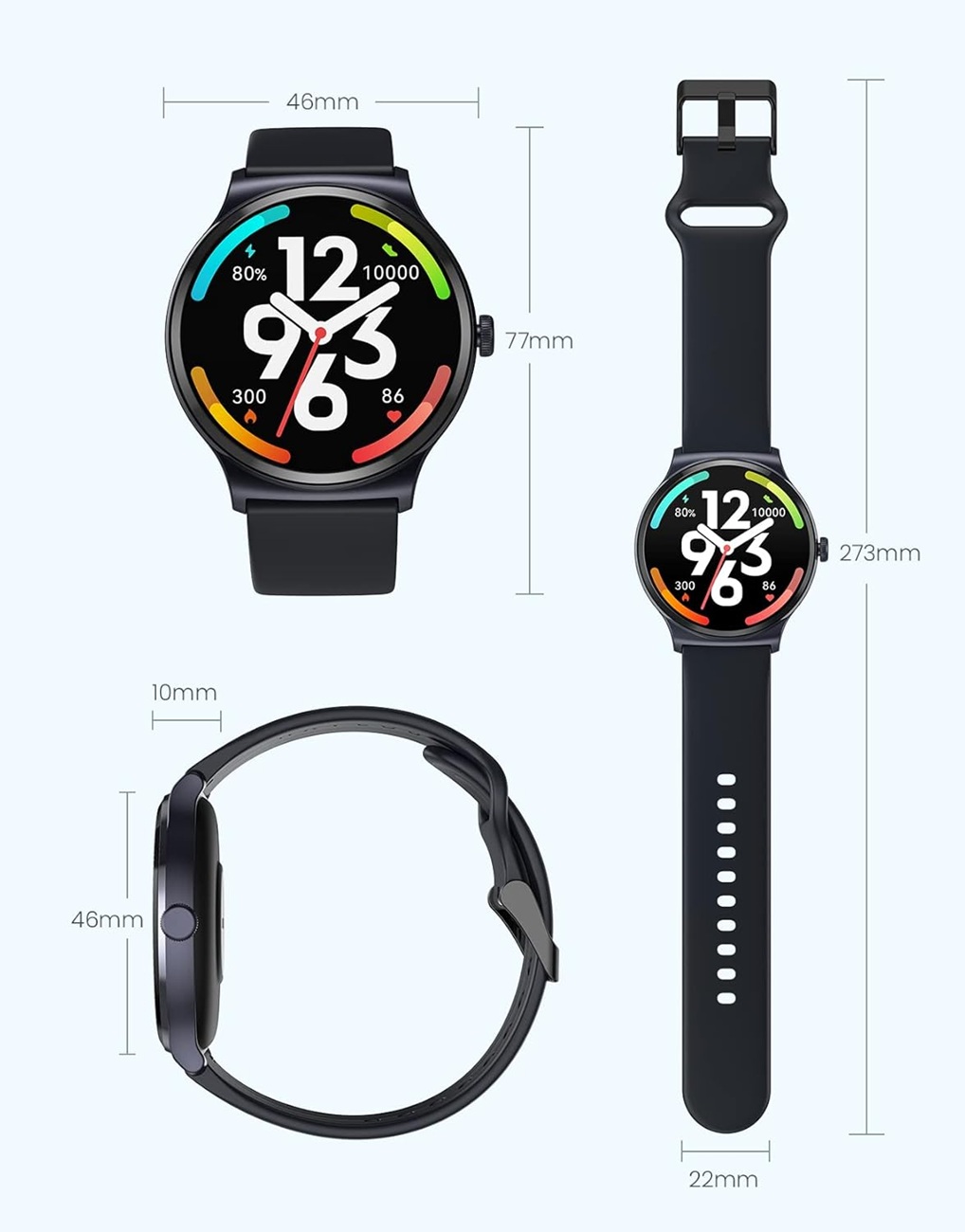 RELOJ INTELIGENTE HAYLOU SOLAR LITE, PANTALLA 1,38 UNISEX, SPO2, MONITOR DE SALUD, IP68- NEGRO - 8