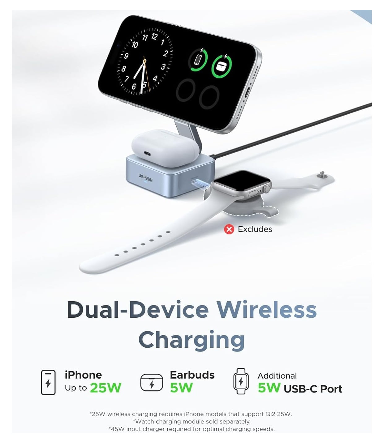CARGADOR INALÁMBRICO UGREEN MAGFLOW 25W, ESTACIÓN DE CARGA MAGSAFE PARA IPHONE, W752 - 2